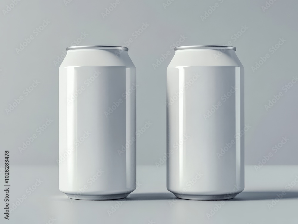 Two white blank can mockups Two white blank can mockups