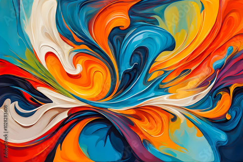 abstract hand draw oil painting composition. colorful background.