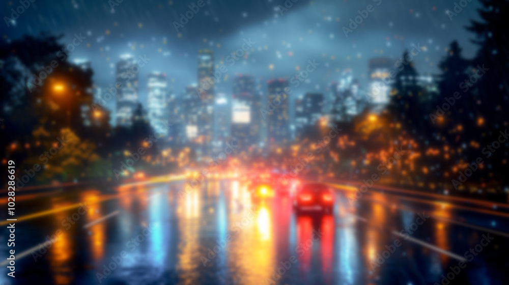 Blurred background of night light bokeh of big city . Blurred background of night light bokeh of big city .