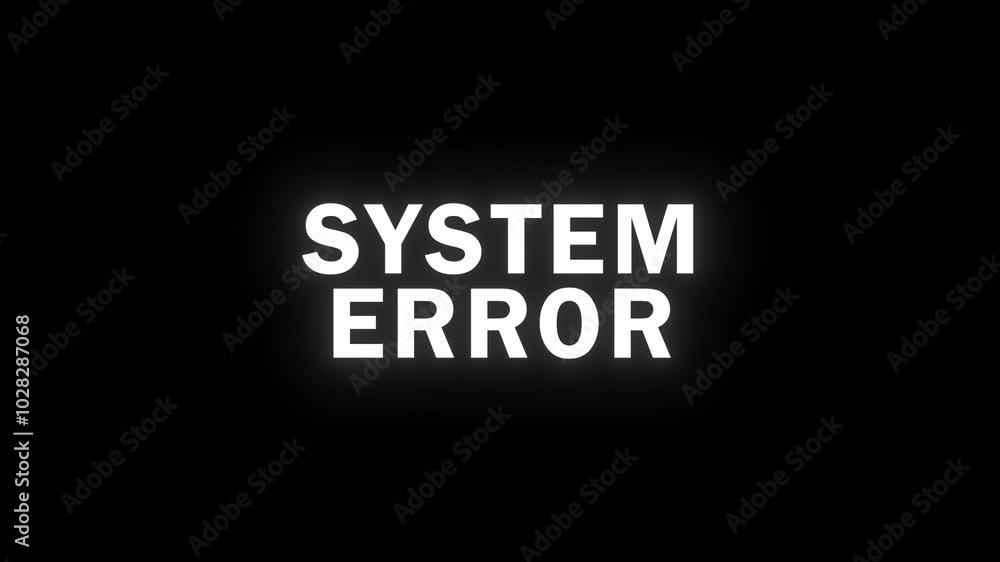 SYSTEM ERROR animation with glitch effect in RGB. Perfect for tech alerts, digital ads, and cybersecurity banners. Seamless looped design. Great for video games. SYSTEM ERROR animation with glitch effect in RGB. Perfect for tech alerts, digital ads, and cybersecurity banners. Seamless looped design. Great for video games.