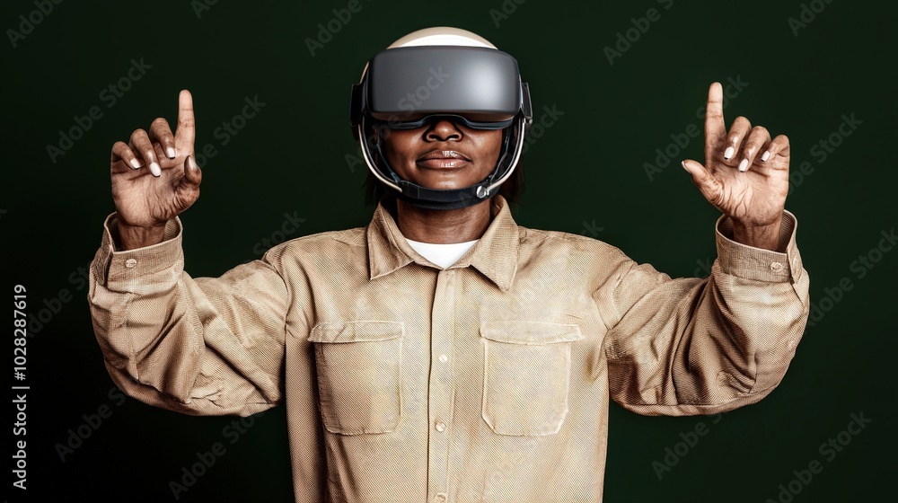 Woman in VR Headset Futuristic Technology Innovation Digital World Woman in VR Headset Futuristic Technology Innovation Digital World