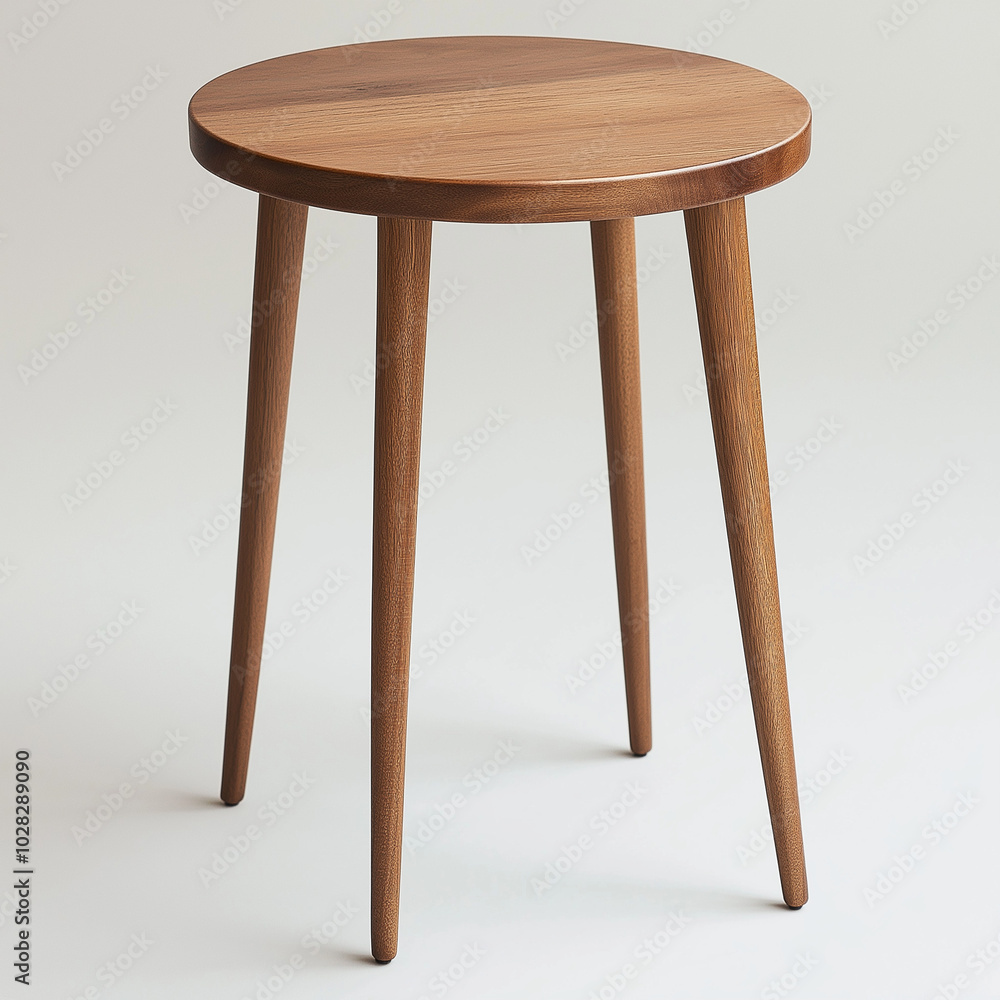 A small wooden side table with a smooth walnut finish A small wooden side table with a smooth walnut finish