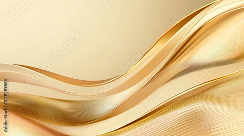 Simple graphic poster design with a gold gradient background and one curve motion, showcasing luxury and high resolution with detailed concept design.