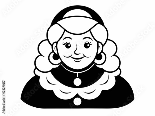 Mrs. Santa Outline Black Silhouette.