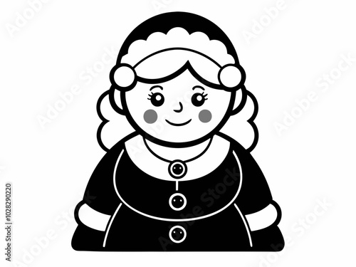 Mrs. Santa Outline Black Silhouette.