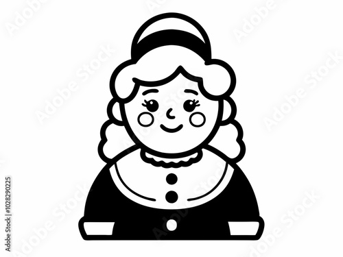 Mrs. Santa Outline Black Silhouette.