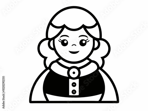 Mrs. Santa Outline Black Silhouette.