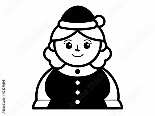 Mrs. Santa Outline Black Silhouette.