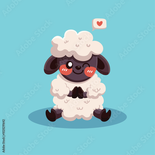 Cute Sheep Sitting Cartoon 