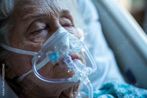 Sick Patient Using Oxygen Cannula, Generative AI