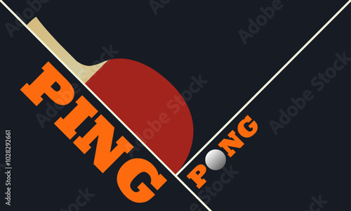 ping pong racket ball game tennis sport poster