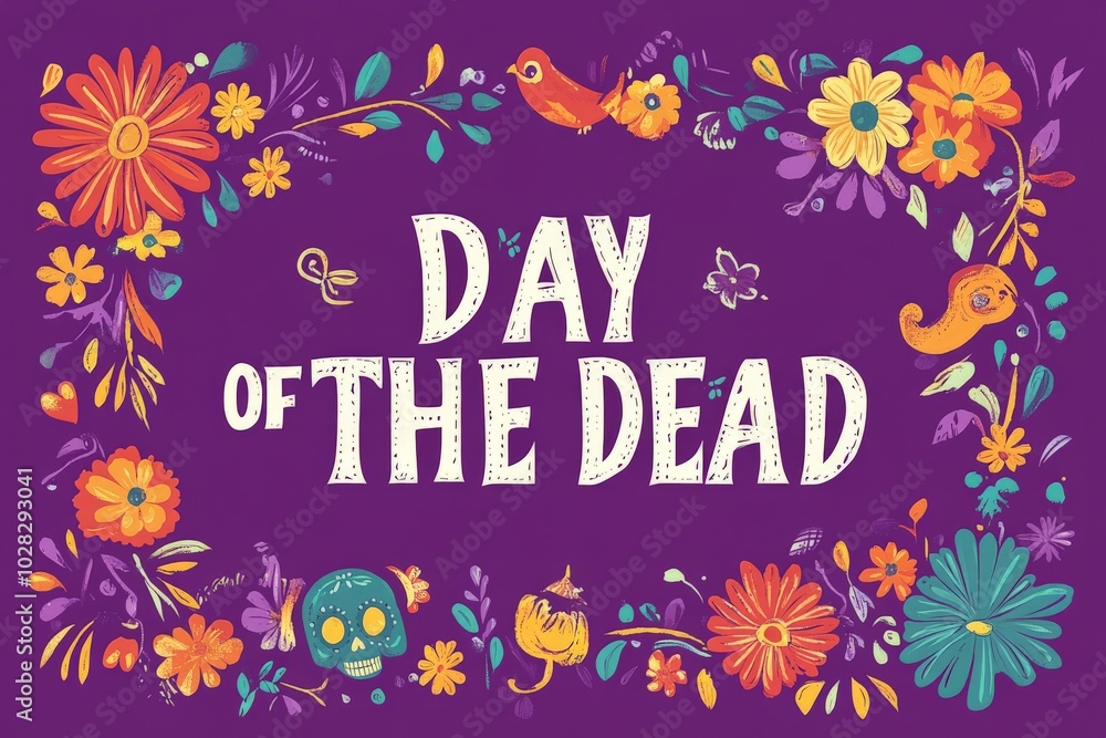 Fototapeta premium A vector illustration of a colorful Day of the Dead