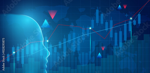 psychology trading. Succes trader discipline and patient. Blue business background vector editable