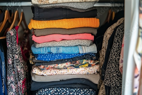 Obraz na płótnie Donating Decluttering And Cleaning Up Wardrobe, Generative AI w salonie