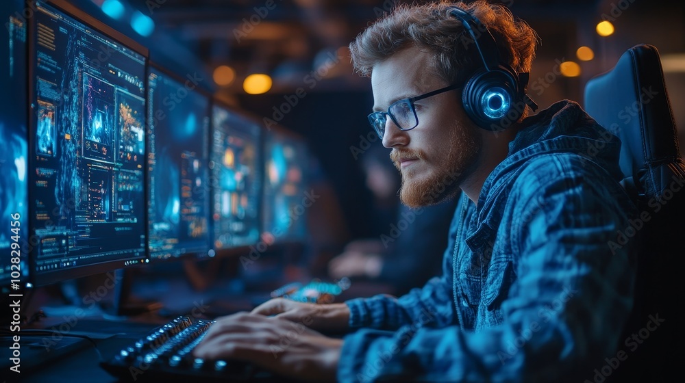 Software Engineer Developer Using Desktop Computer, Generative AI Software Engineer Developer Using Desktop Computer, Generative AI