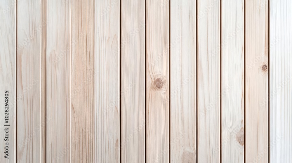 Obraz premium Elegant wooden paneling with vertical stripes, showcasing light pine wood for a sleek, minimalist design in modern interiors