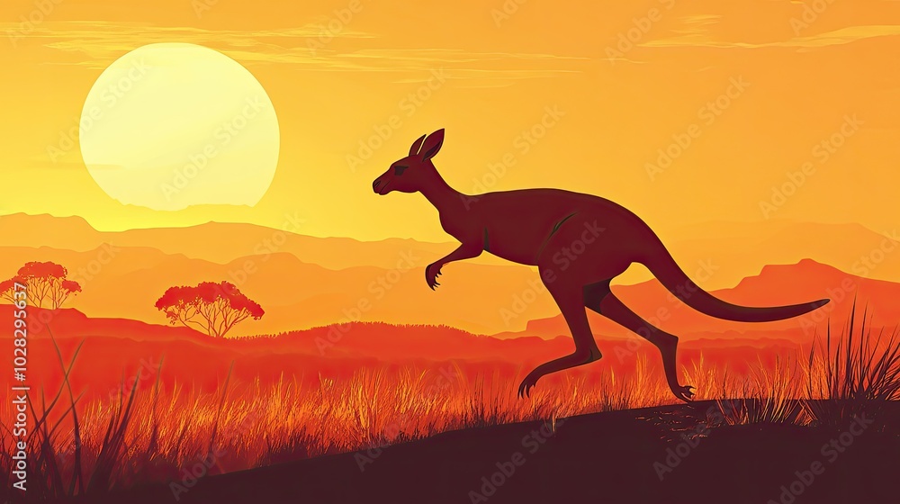 A kangaroo leaping across the Australian outback under the hot sun. A kangaroo leaping across the Australian outback under the hot sun.