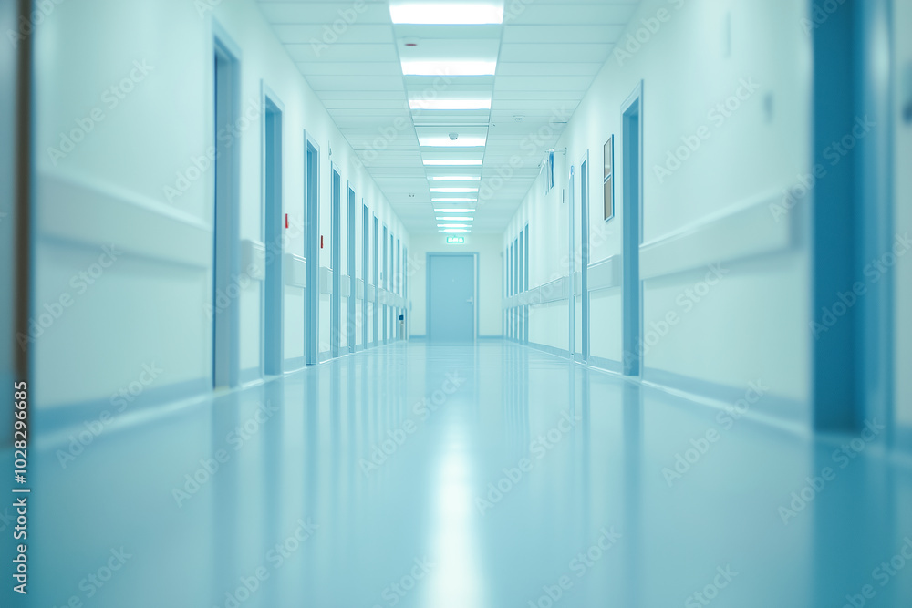 A clean and modern hospital hallway with natural light A clean and modern hospital hallway with natural light