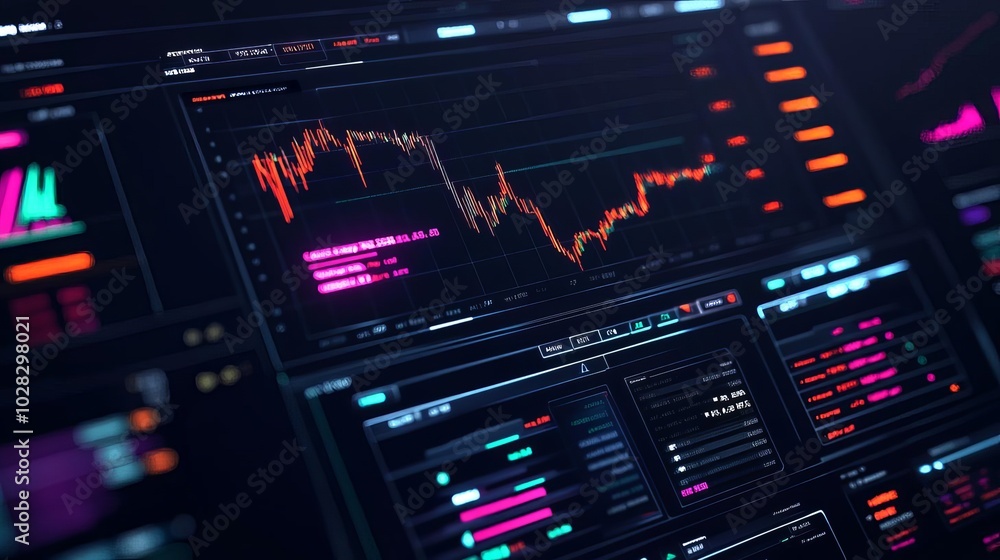 Crypto trading interface, neon lights, dark theme, futuristic efficiency Crypto trading interface, neon lights, dark theme, futuristic efficiency