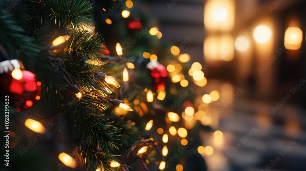 Christmas lights are lit Christmas lights are lit