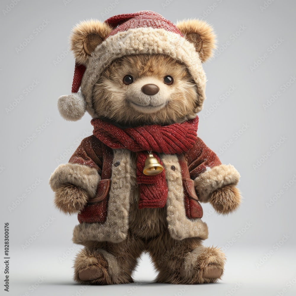 Cute Teddy Bear in Christmas Costume Full Body Cute Teddy Bear in Christmas Costume Full Body