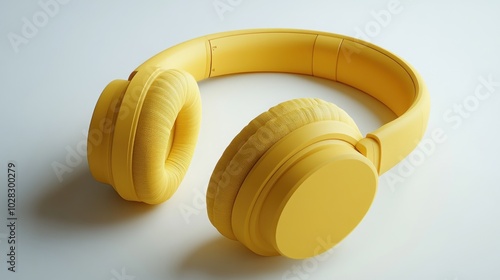 Wallpaper Mural A pair of bright yellow headphones resting on a light surface. Torontodigital.ca