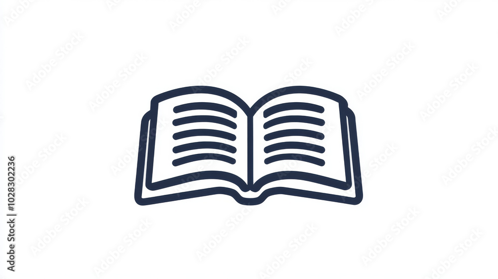 A simple, outlined icon of an open book, perfect for representing literature. It's a clean design made with thin lines, ready to use in any project. A simple, outlined icon of an open book, perfect for representing literature. It's a clean design made with thin lines, ready to use in any project.