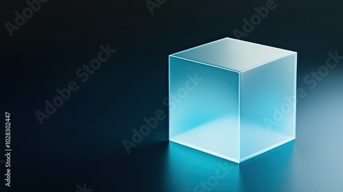 3D isometric icon of a data center with blue light on a dark background