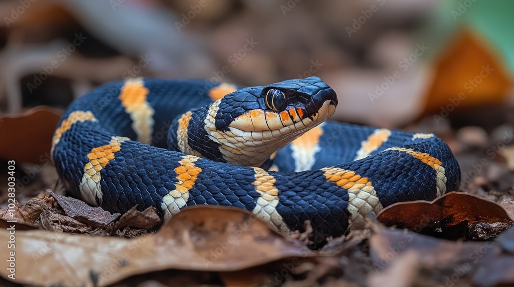Fototapeta premium Banded krait Bungarus fasciatus Raipur Chhattishar