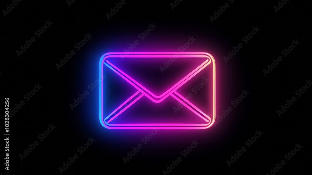 A simple, outlined icon of an email envelope made with neon-like lines. It's perfect for representing communication and is easy to understand. A simple, outlined icon of an email envelope made with neon-like lines. It's perfect for representing communication and is easy to understand.