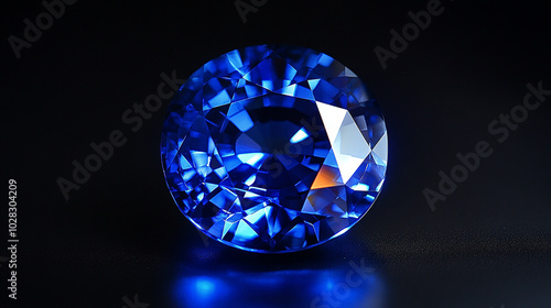 Elegant sapphire with perfect clarity glowing