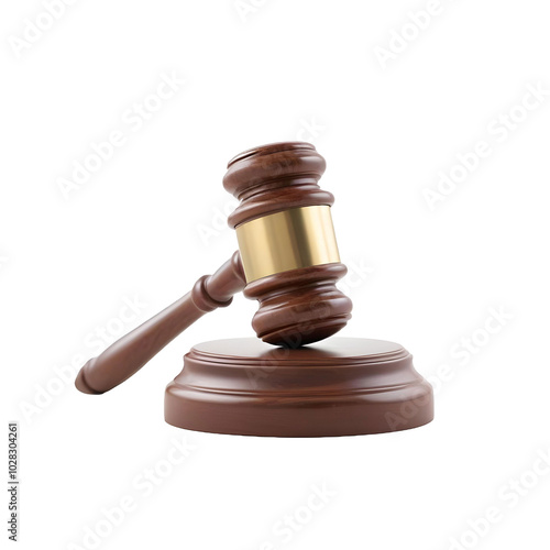 Judge gavel isolated on white background, png transparent