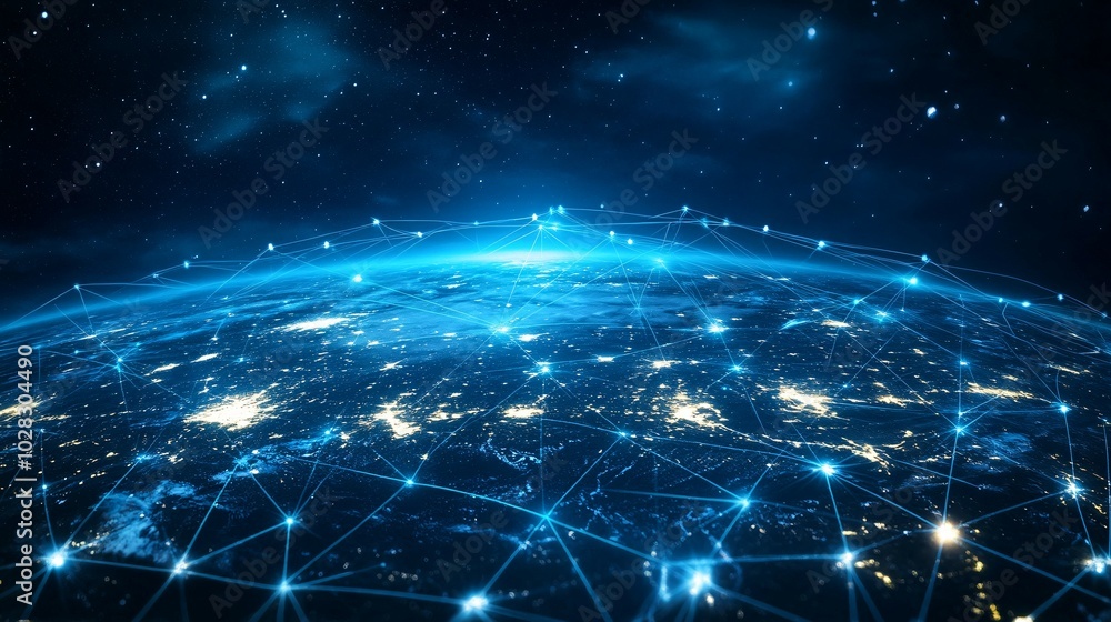 Global Network of Illuminated Cities Connected by Lines of Light Global Network of Illuminated Cities Connected by Lines of Light
