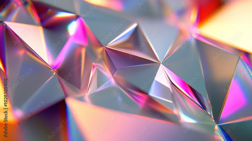 A piece of abstract art with a lot of triangles and a rainbow color scheme A piece of abstract art with a lot of triangles and a rainbow color scheme