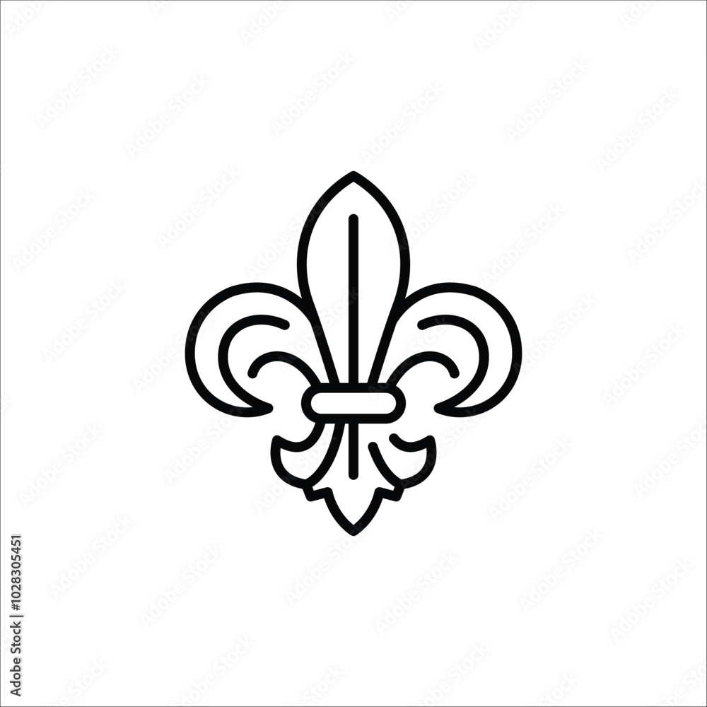 Fleur-de-lis icon. A simple yet elegant vector illustration of the iconic symbol used historically in French heraldry, perfect for cultural and historical references. Vector illustration Fleur-de-lis icon. A simple yet elegant vector illustration of the iconic symbol used historically in French heraldry, perfect for cultural and historical references. Vector illustration