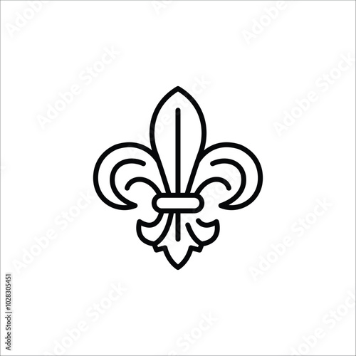 Fleur-de-lis icon. A simple yet elegant vector illustration of the iconic symbol used historically in French heraldry, perfect for cultural and historical references. Vector illustration