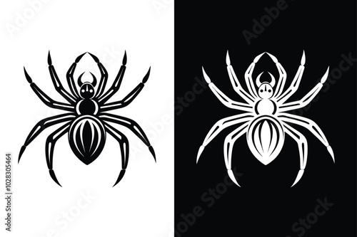 Spider Silhouette. Black and White Widow Spider Icons for Apps & Websites