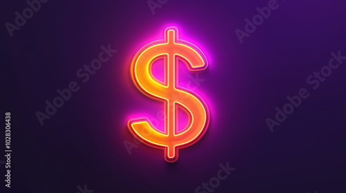 A simple, outlined icon of a cash sign made from neon lights. This icon represents money and investment.