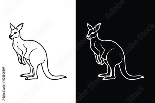 Kangaroo line Icon Vector Illustrations for Your Designs