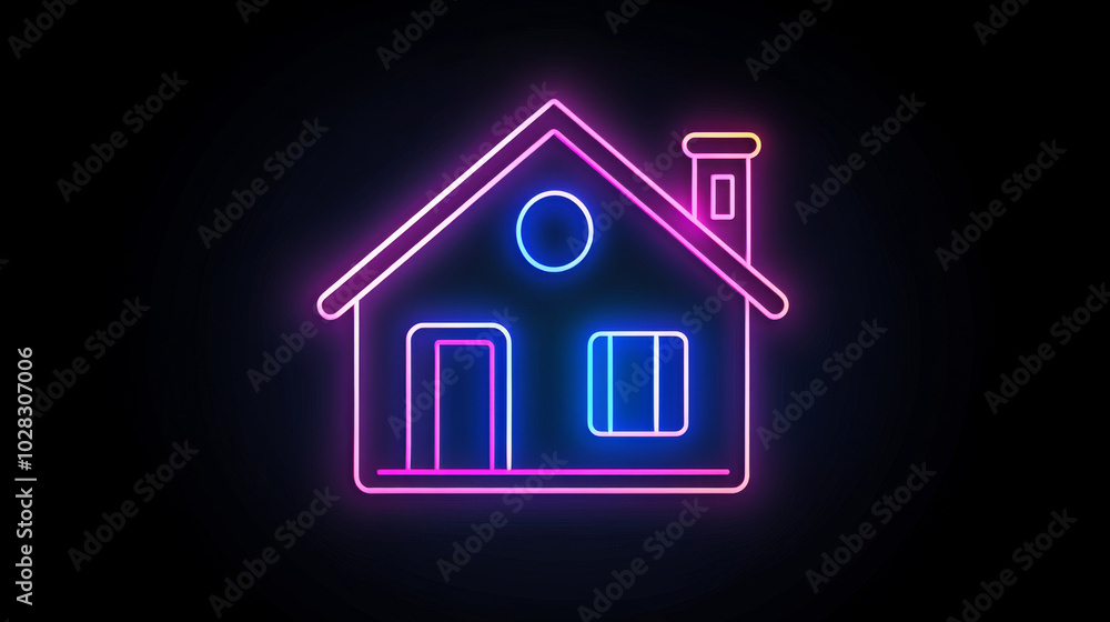 A simple, outline drawing of a house, perfect for use as an icon. It's made with a thin line and looks like a neon sign. A simple, outline drawing of a house, perfect for use as an icon. It's made with a thin line and looks like a neon sign.