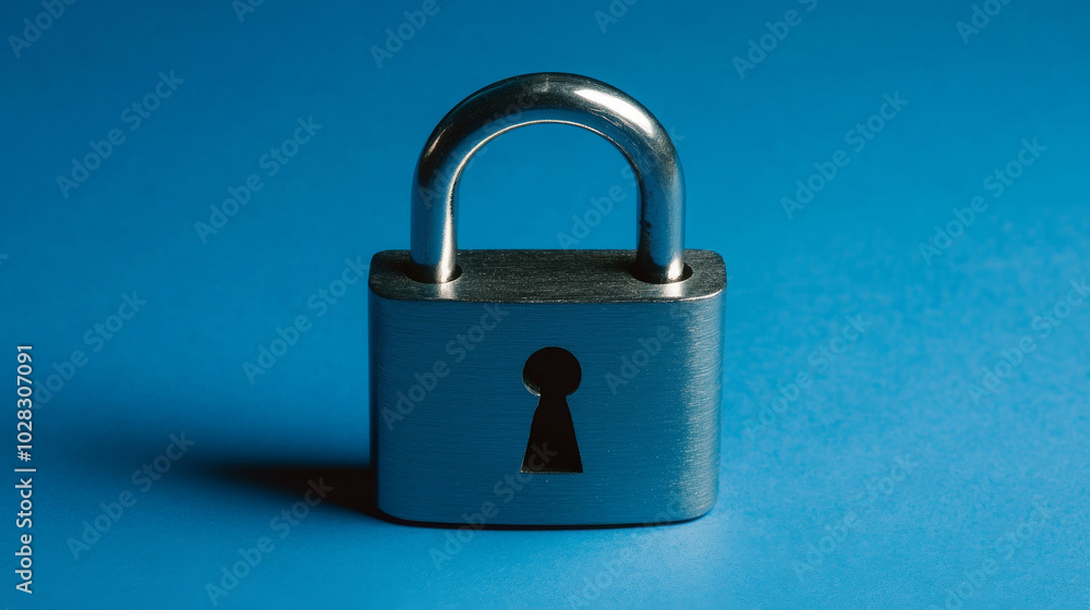 Cybersecurity and privacy are crucial in the digital world. This image shows a padlock on a blue background, representing the protection of information online. Cybersecurity and privacy are crucial in the digital world. This image shows a padlock on a blue background, representing the protection of information online.