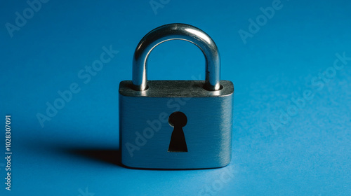 Cybersecurity and privacy are crucial in the digital world. This image shows a padlock on a blue background, representing the protection of information online.