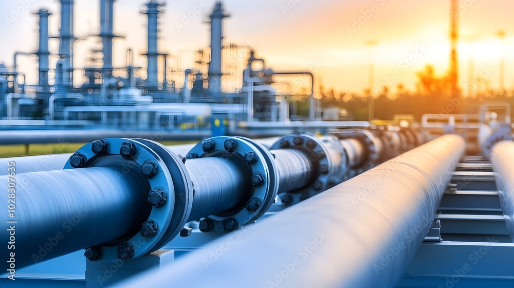 Refined Palm Oil Flowing Through Steel Pipes in Industrial Refinery Plant Refined Palm Oil Flowing Through Steel Pipes in Industrial Refinery Plant