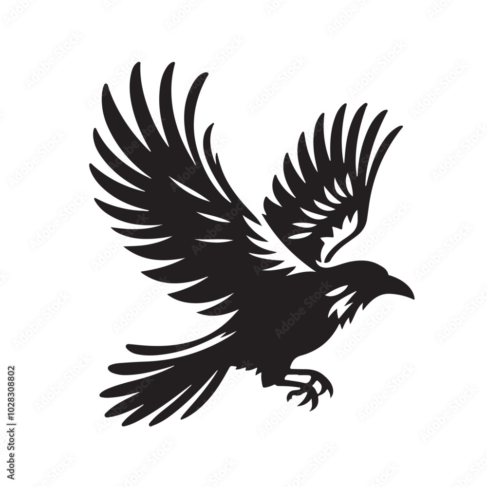 Black Raven Silhouette Flying Wings Spread.eps Black Raven Silhouette Flying Wings Spread.eps