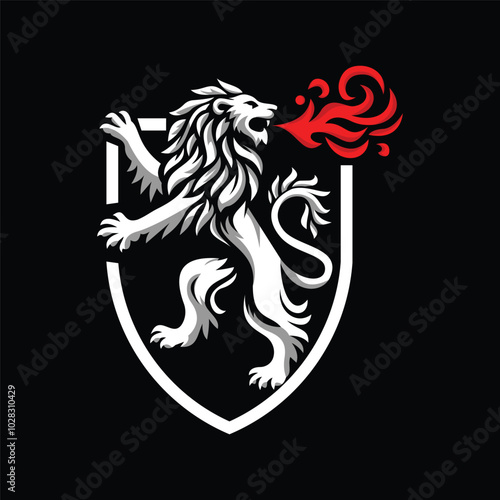 Blazing Roar of a Lion in a Shield