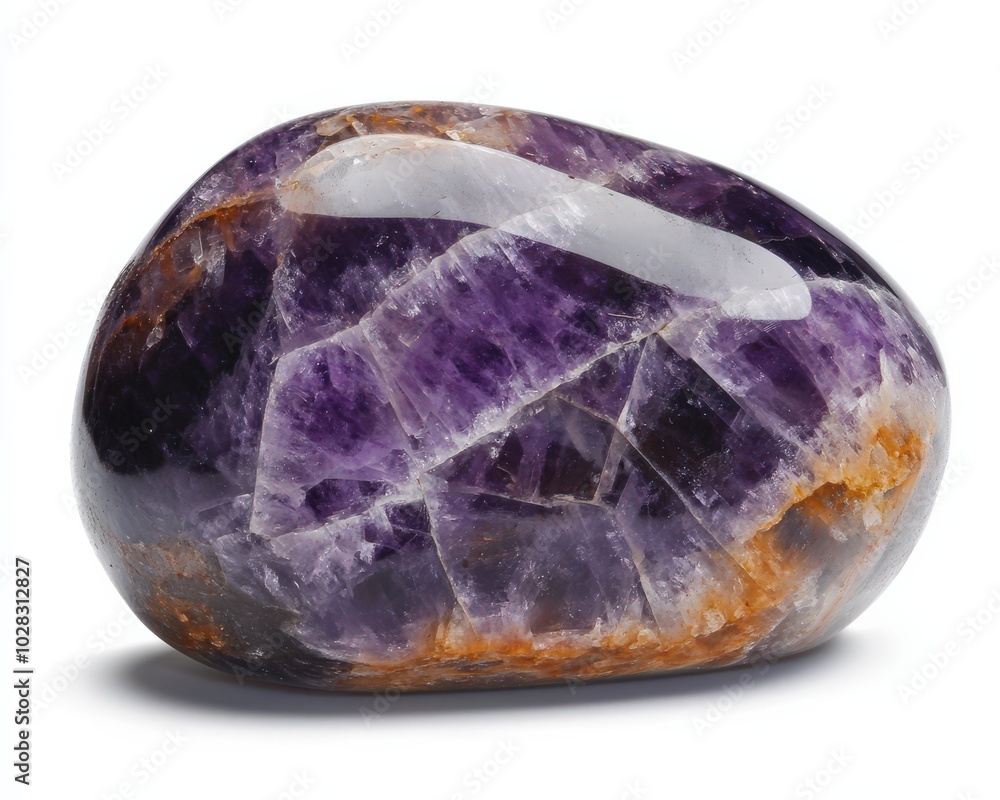 Amethyst Stone: Polished Purple Quartz Gemstone Isolated on White Background Amethyst Stone: Polished Purple Quartz Gemstone Isolated on White Background