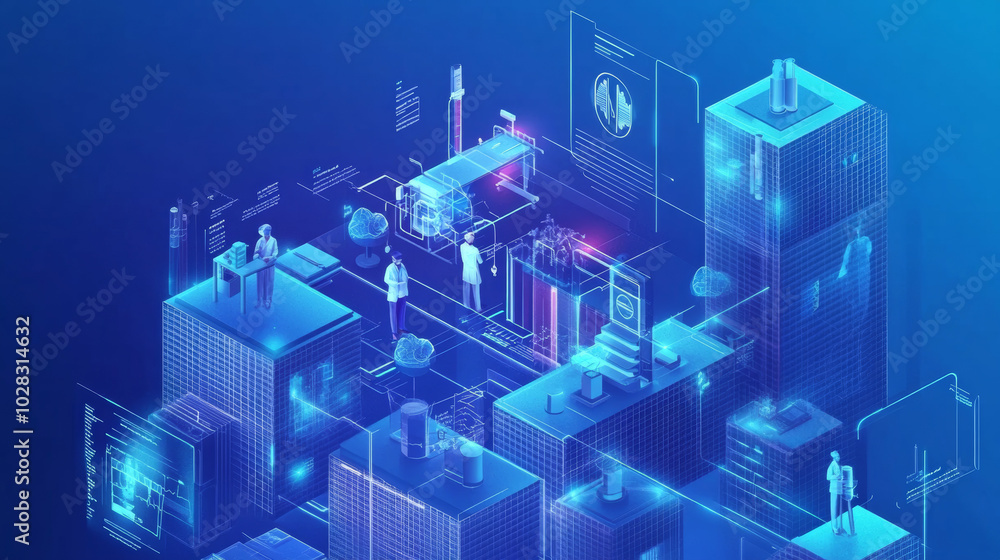 This image represents the modern world of healthcare. It shows how technology is improving medicine and treatment. The blue background symbolizes a hopeful future. This image represents the modern world of healthcare. It shows how technology is improving medicine and treatment. The blue background symbolizes a hopeful future.