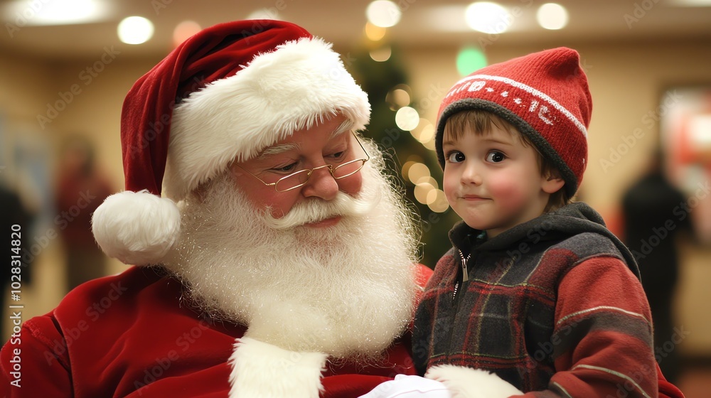 Santa Claus with child, festive joy. Santa Claus with child, festive joy.