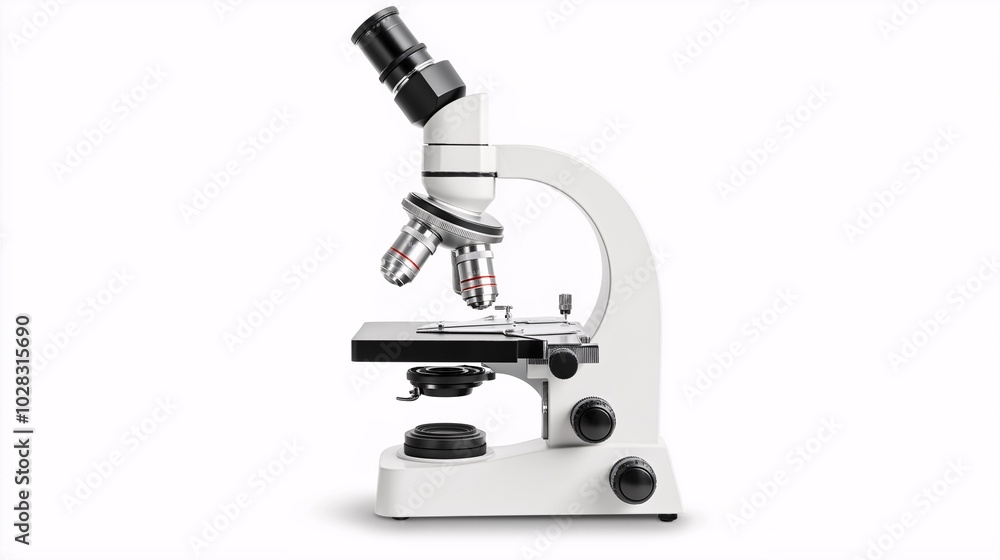 Microscope: Unveiling the Invisible: A pristine white compound microscope, a symbol of scientific exploration and discovery, stands ready to reveal the unseen wonders of the microscopic world. Microscope: Unveiling the Invisible: A pristine white compound microscope, a symbol of scientific exploration and discovery, stands ready to reveal the unseen wonders of the microscopic world.