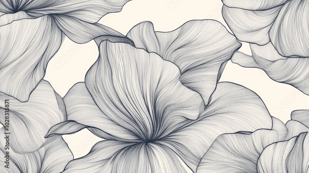 A drawing of flowers with a very detailed look A drawing of flowers with a very detailed look